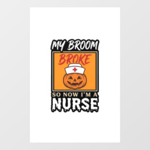 Halloween Nurse Pumpkin Broom Broke Vintage Shirt 