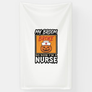 Halloween Nurse Pumpkin Broom Broke Vintage Shirt  Banner