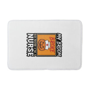 Halloween Nurse Pumpkin Broom Broke Vintage Shirt  Bath Mat
