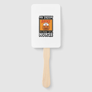 Halloween Nurse Pumpkin Broom Broke Vintage Shirt  Hand Fan