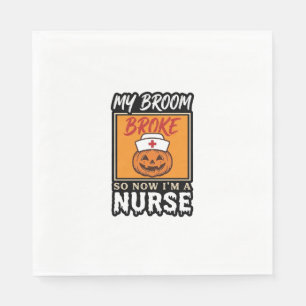 Halloween Nurse Pumpkin Broom Broke Vintage Shirt  Napkin