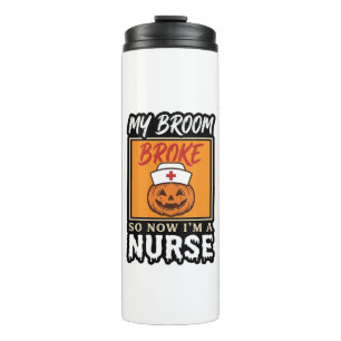 Halloween Nurse Pumpkin Broom Broke Vintage Shirt Thermal Tumbler