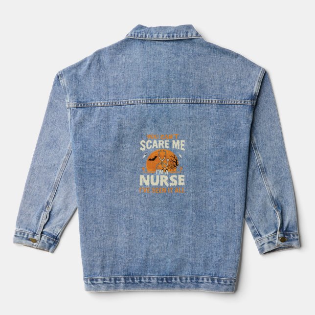 Halloween Nurse Scare Me Denim Jacket (Back)