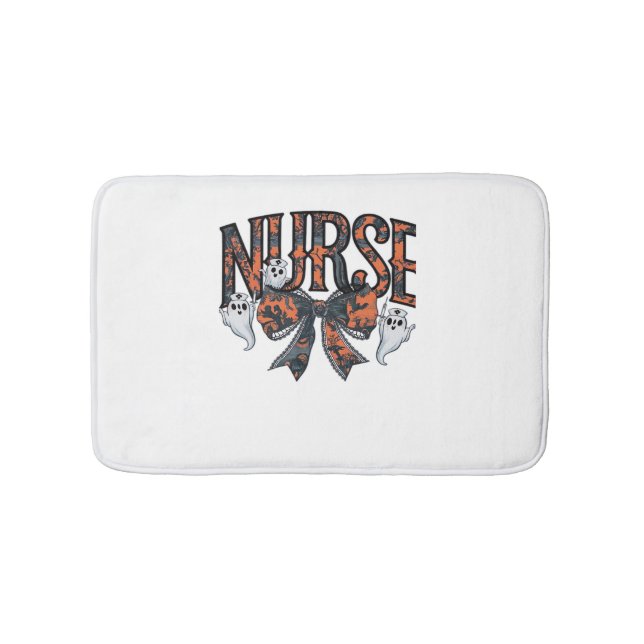 Halloween Nurse Scary Coquette Bow Classic T-Shirt Bath Mat (Front)