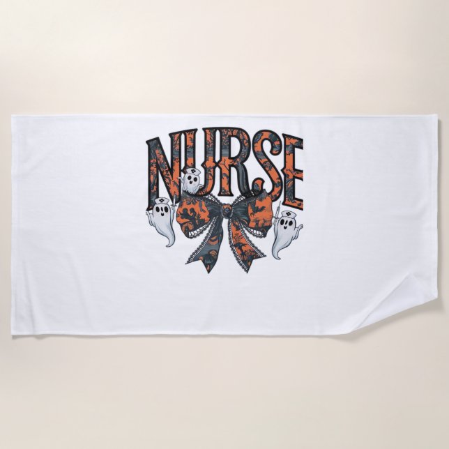 Halloween Nurse Scary Coquette Bow Classic T-Shirt Beach Towel (Front)