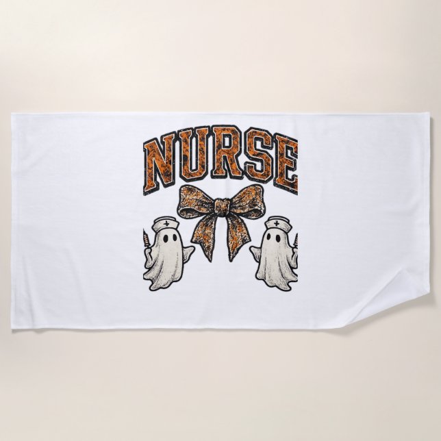 Halloween Nurse Scary Coquette Bow Classic T-Shirt Beach Towel (Front)
