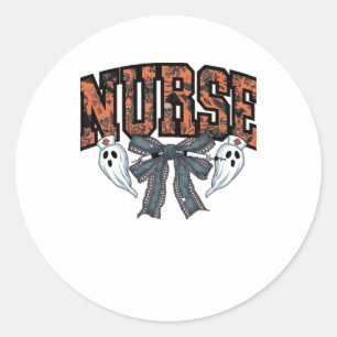 Halloween Nurse Scary Coquette Bow Classic T-Shirt Classic Round Sticker