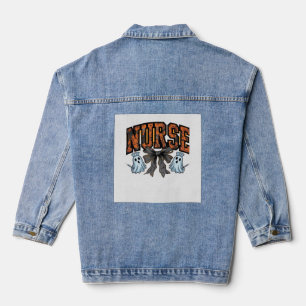 Halloween Nurse Scary Coquette Bow Classic T-Shirt Denim Jacket
