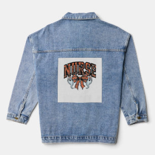Halloween Nurse Scary Coquette Bow Classic T-Shirt Denim Jacket