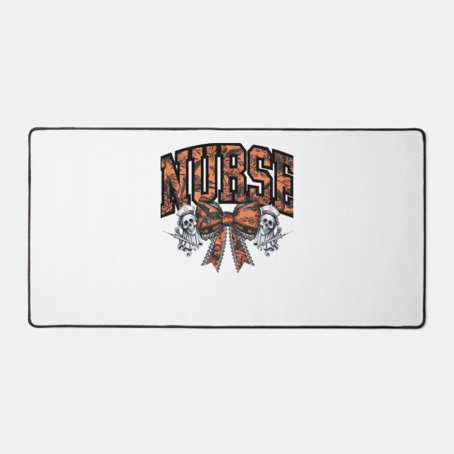 Halloween Nurse Scary Coquette Bow Classic T-Shirt Desk Mat (Front)