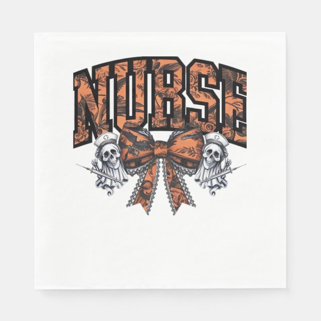 Halloween Nurse Scary Coquette Bow Classic T-Shirt Napkin (Front)