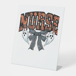 Halloween Nurse Scary Coquette Bow Classic T-Shirt Pedestal Sign