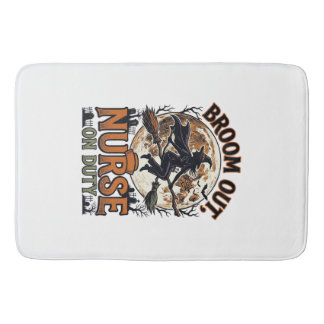 Halloween Nurse Shirt Funny Witch Broom Design_1 Bath Mat