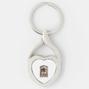 Halloween Nurse Shirt Funny Witch Broom Design_1 Key Ring
