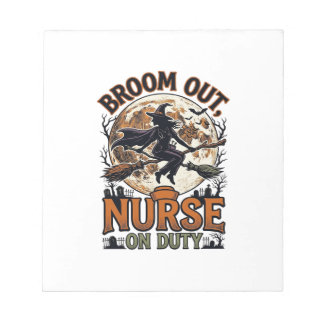 Halloween Nurse Shirt Funny Witch Broom Design_1 Notepad