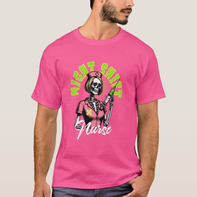 Halloween Nurse Shirt Scary Night Shift Skeleton N (Front)
