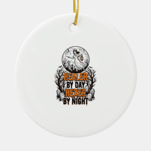 Halloween Nurse Shirt Vintage Engraving Spooky Nur Ceramic Tree Decoration