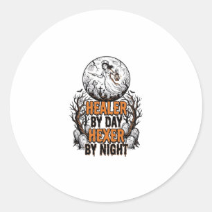Halloween Nurse Shirt Vintage Engraving Spooky Nur Classic Round Sticker
