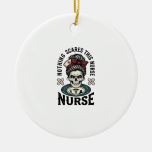 Halloween Nurse Shirt Vintage Skull Graphic_1 Ceramic Tree Decoration