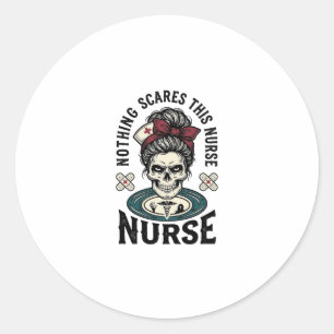 Halloween Nurse Shirt Vintage Skull Graphic_1 Classic Round Sticker
