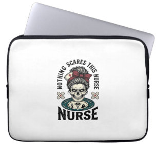 Halloween Nurse Shirt Vintage Skull Graphic_1 Laptop Sleeve