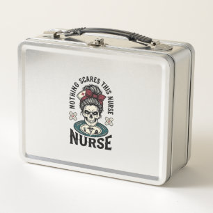 Halloween Nurse Shirt Vintage Skull Graphic_1 Metal Lunch Box