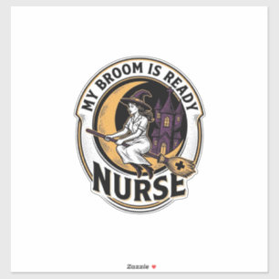 Halloween Nurse Shirt Vintage Witch Broom Design_1