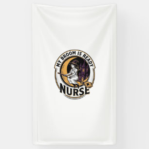 Halloween Nurse Shirt Vintage Witch Broom Design_1 Banner