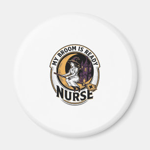 Halloween Nurse Shirt Vintage Witch Broom Design_1 Magnet