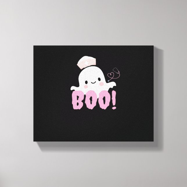 Halloween Nurse Shirts Women Boo! T-Shirt Ghost Nu Canvas Print (Front)