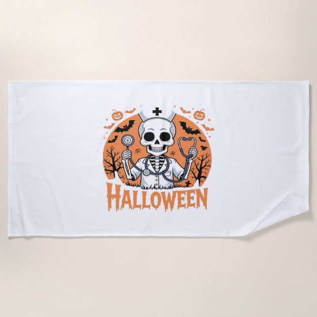 Halloween Nurse skeleton Essential T-Shirt_1 Beach Towel (Front)