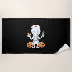 Halloween Nurse Skeleton Funny Joke Essential T-Sh Beach Towel