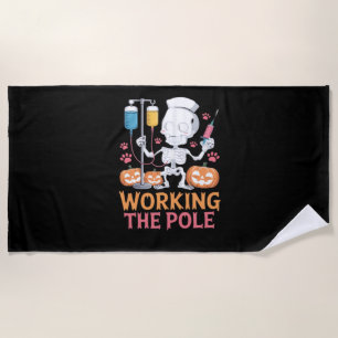Halloween Nurse Skeleton Funny Joke Essential T-Sh Beach Towel