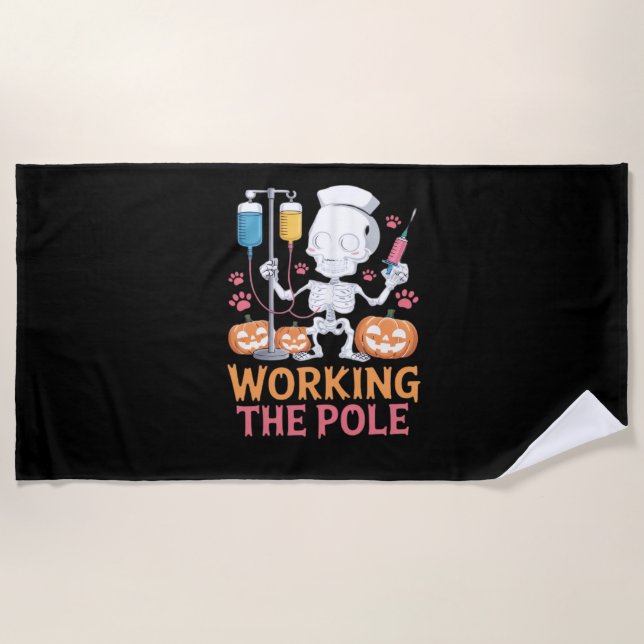Halloween Nurse Skeleton Funny Joke Essential T-Sh Beach Towel (Front)