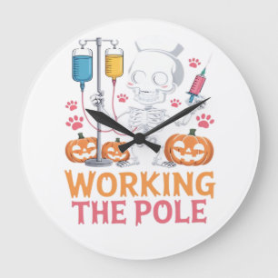 Halloween Nurse Skeleton Funny Joke Essential T-Sh Large Clock