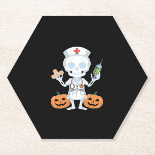 Halloween Nurse Skeleton Funny Joke Essential T-Sh Paper Coaster