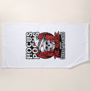 Halloween Nurse Skull Coffee Focus Vintage Shirt D Beach Towel