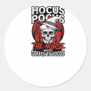 Halloween Nurse Skull Coffee Focus Vintage Shirt D Classic Round Sticker