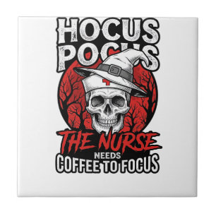 Halloween Nurse Skull Coffee Focus Vintage Shirt D Tile