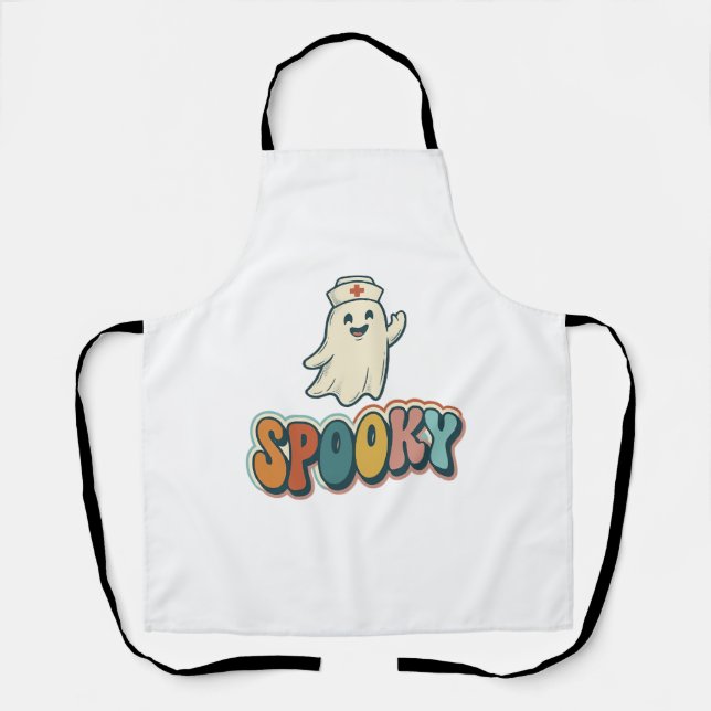Halloween Nurse Spooky Ghost Retro Funny_1 Apron (Front)