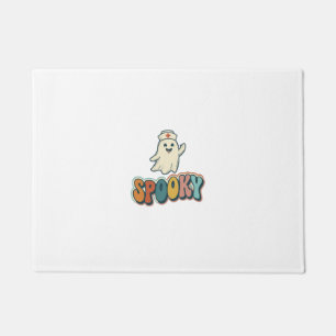 Halloween Nurse Spooky Ghost Retro Funny_1 Doormat