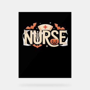 Halloween Nurse Typography – Spooky Medical Design Acrylic Sign