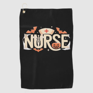 Halloween Nurse Typography – Spooky Medical Design Golf Towel