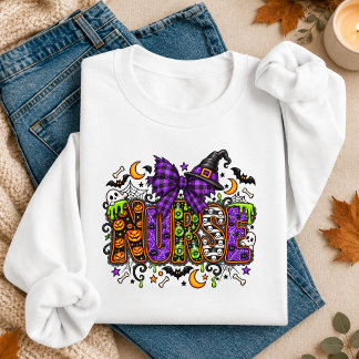 Halloween Nurse Typography with Witch Hat Sweatshirt