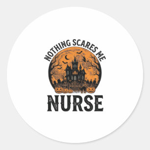 Halloween Nurse Vintage Spooky Moon Design_1 Classic Round Sticker