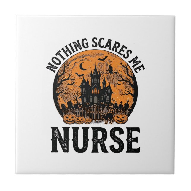 Halloween Nurse Vintage Spooky Moon Design_1 Tile (Front)