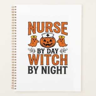 Halloween Nurse Witch By Night Vintage Shirt Desig Planner