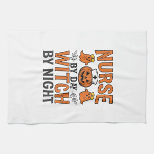 Halloween Nurse Witch By Night Vintage Shirt Desig Tea Towel
