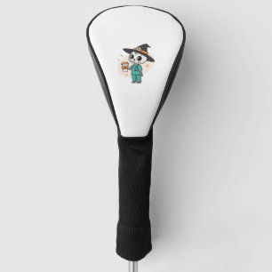 Halloween Nurse with Coffee Wearing Witches Hat Cl Golf Head Cover
