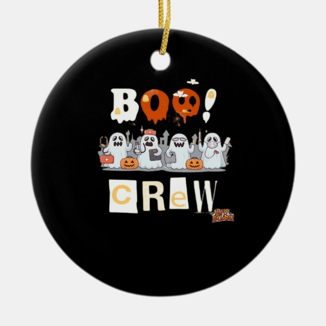 Halloween Nurses Boo Crew Classic T-Shirt Ceramic Tree Decoration (Front)